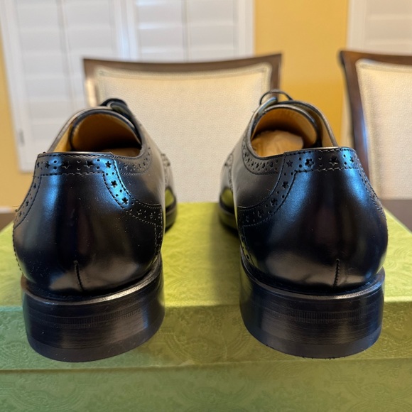New Gucci GG Logo Star Brogue Lace Up Dress Shoes Black Size UK 12 / US 12.5 - Picture 11 of 16